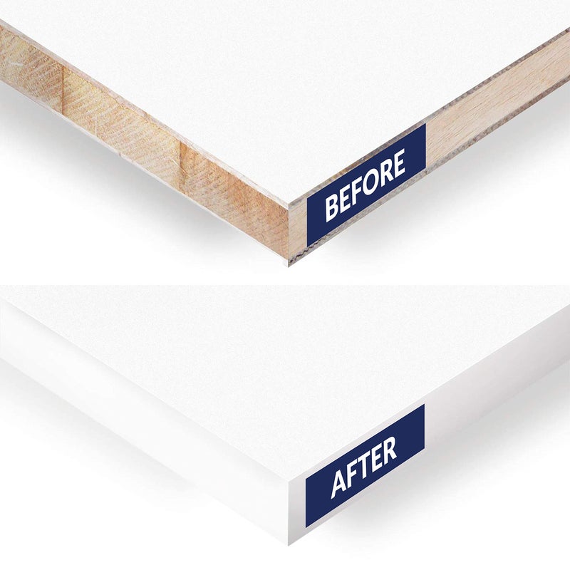 UNMAR White Melamine Edge Banding 1/2 inch x 25 feet Iron On Adhesive Edging Cabinet Repair Laminate Shelf Table Plywood Mdf Board Furniture Formica Countertop Pre Glued Flexible Strip Wood Veneer Tape Trim - Image 5